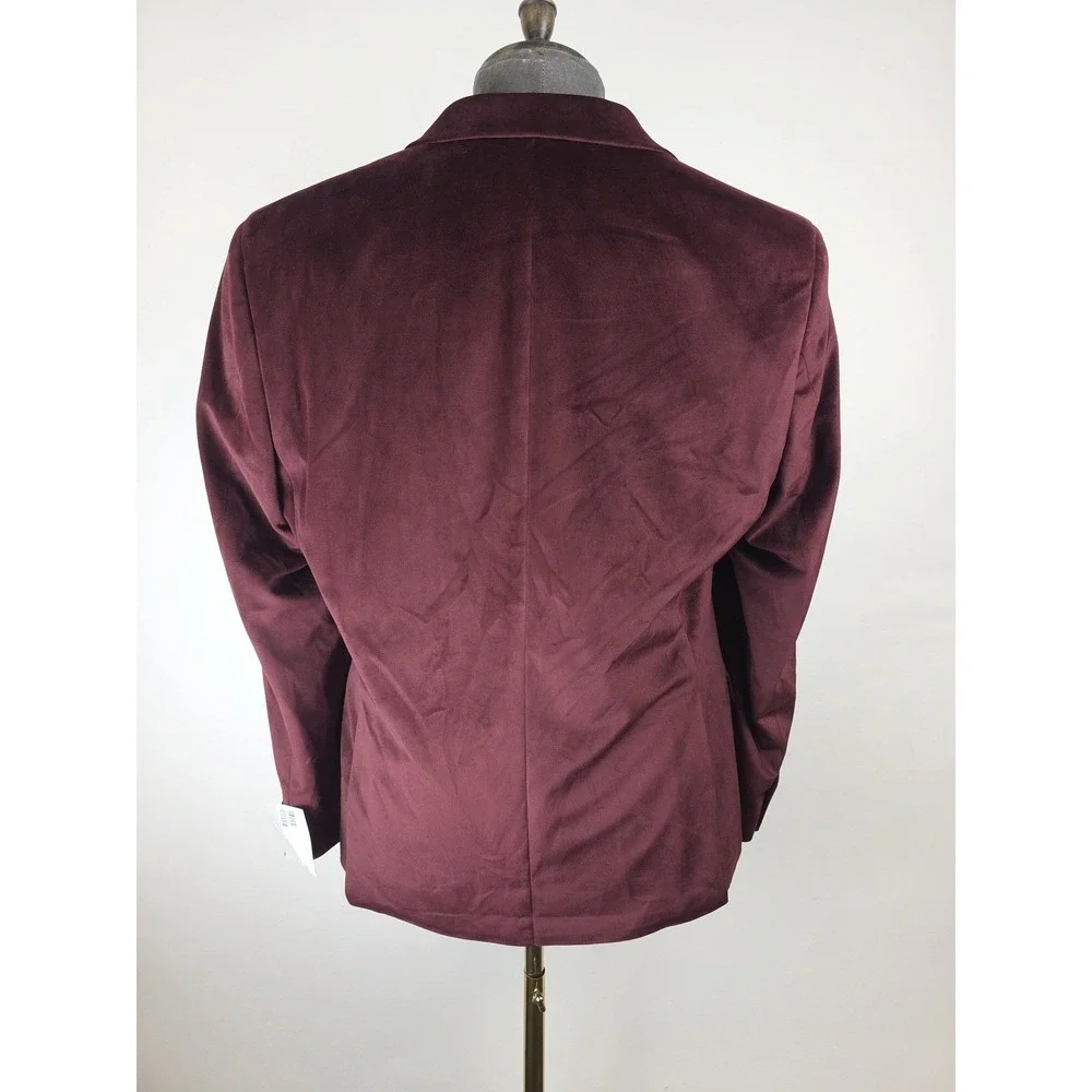 Alfani Sport Coat Mens 36S Burgundy Velvet Slim Fit Two Button Blazer Jacket NWT